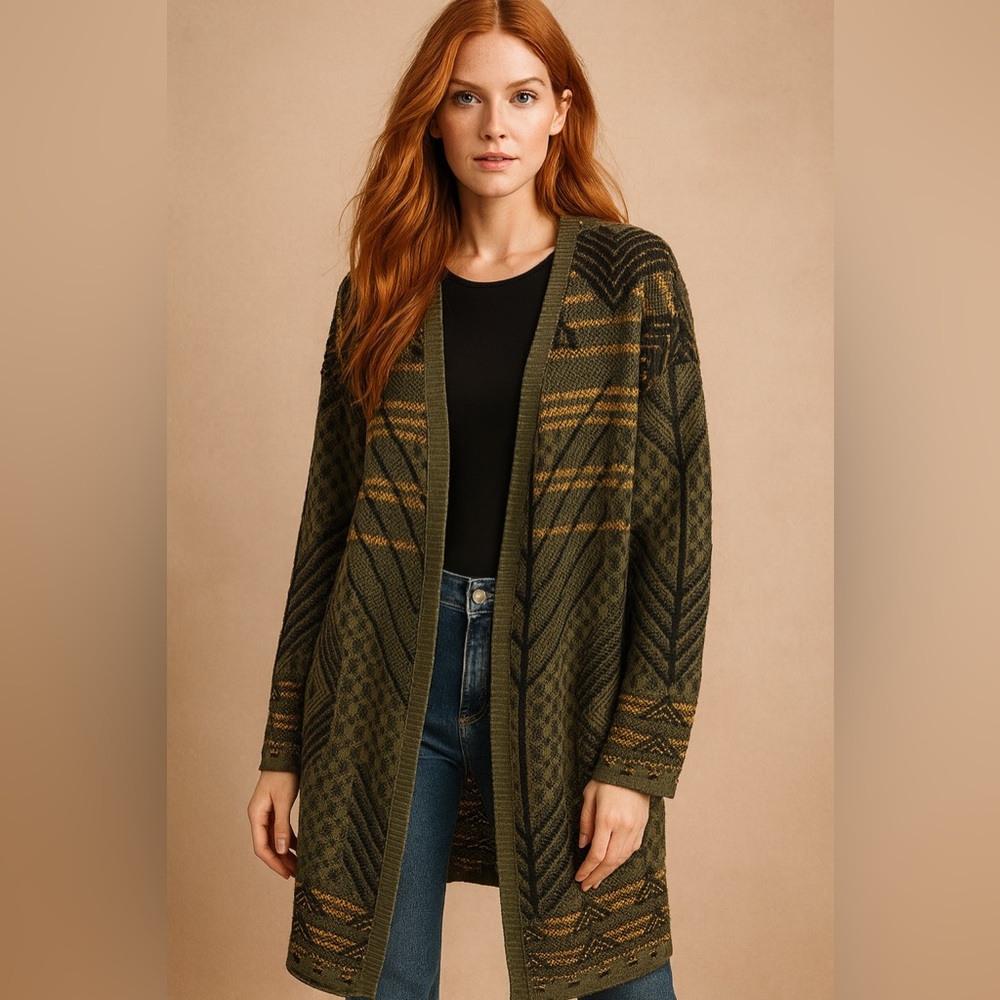 ✨NWT! No Comment Open Front Knit Cardigan - Geometric Pattern